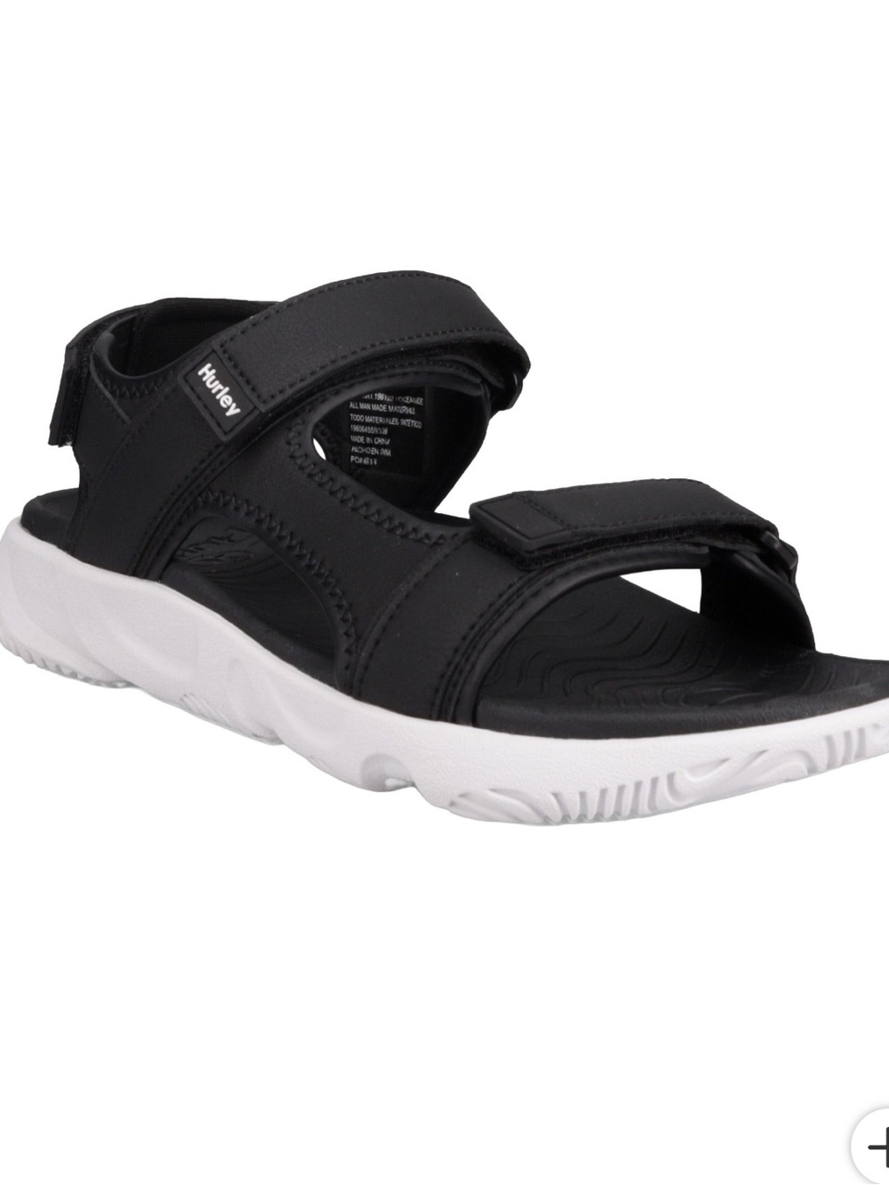 Hurley Black White Mens Strap Sandals Athletic Sandal for men size 13 or Size 9